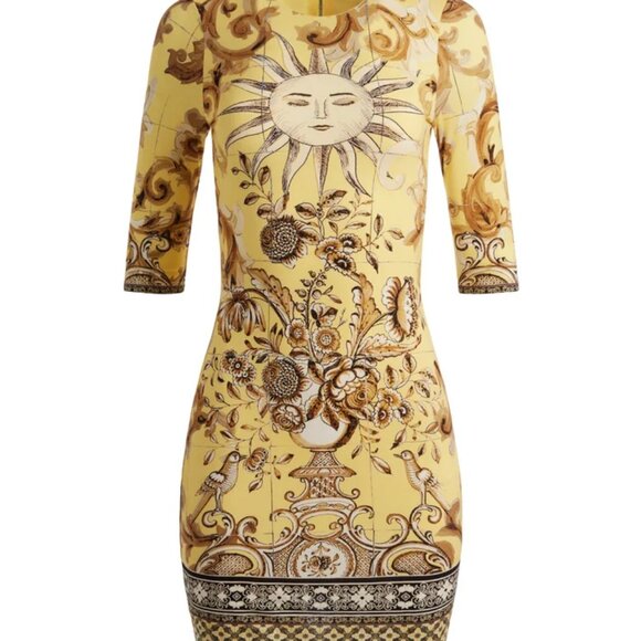 NWT$395 Alice + Olivia Delora Baroque Crew Neck Fitted Mini Dress Sz 4 (XS-S) - Picture 2 of 16